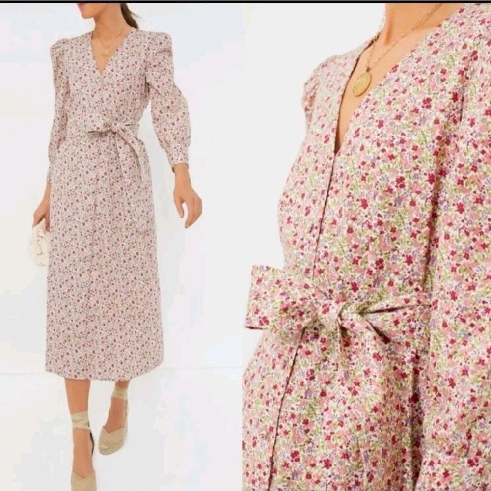 Hyacinth House Nellie Maxi Dress XL Floral Pink Long Sleeve Button Up NO BELT!